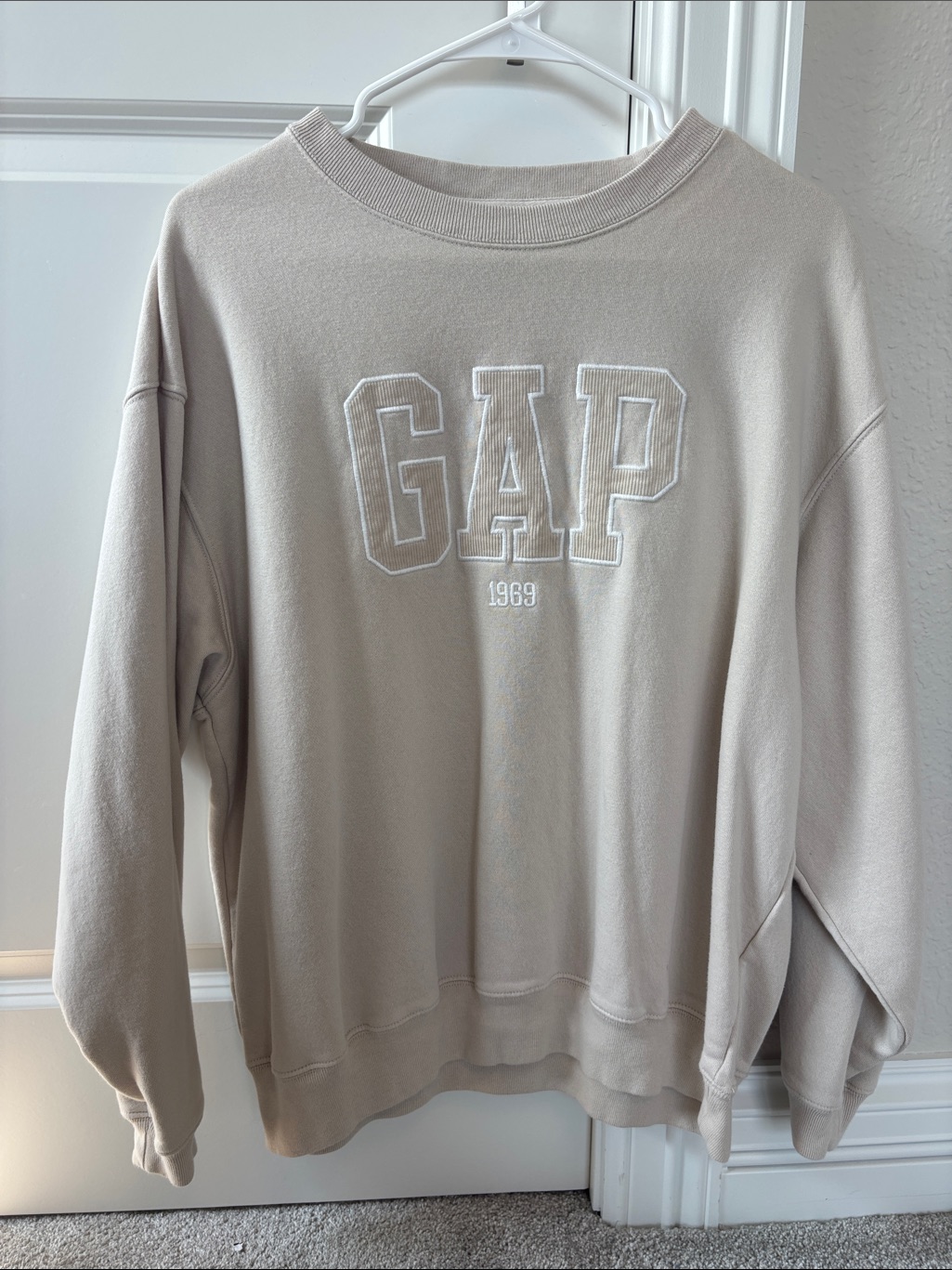 Gap Neutral Beige Embroidered Logo Sweatshirt